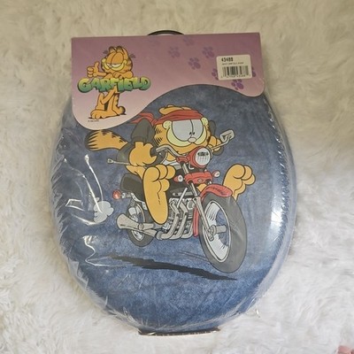 Vintage 1996 Ginsey Denim Biker Garfield Toilet Seat Sealed NOS Collectable