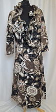 BETTY JACKSON Women's Midi wrap Dress 100% Linen Brown Floral Size UK14 E4581