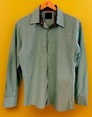 District Republic Men s Green Flip Cuff Button Down Long Sleeve Shirt L