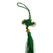 Korean Norigae Tassel - Double-Sided Butterfly Charm - Green 28cm