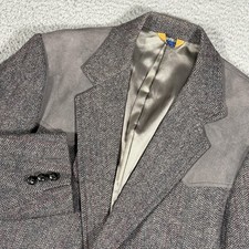 Vintage Pendleton Sport Coat Mens 42L Wool Herringbone Suede Elbow Patches USA