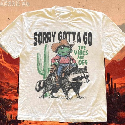 Cowboy Frog Riding Raccoon Shirt, The Vibes Are Off Weird Tee All Size S-4XL