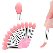 12 Pcs Silicone Lip Mask Applicator Set Makeup Brush for Lipstick Lip Gloss