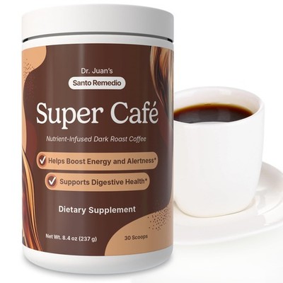 Santo Remedio Super Café, Coffee Powder with Prebiotic Fiber & Mushrooms, Dark R