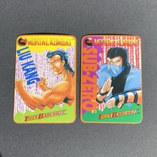 2 Vintage 1992 Tiger Barcodzz Mortal Kombat Video Game Sub-Zero Liu Kang Cards