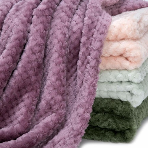 Light Weight 280GSM Diamond Fleece Blanket Reversible Soft Coral Plush Throw - Picture 33 of 67
