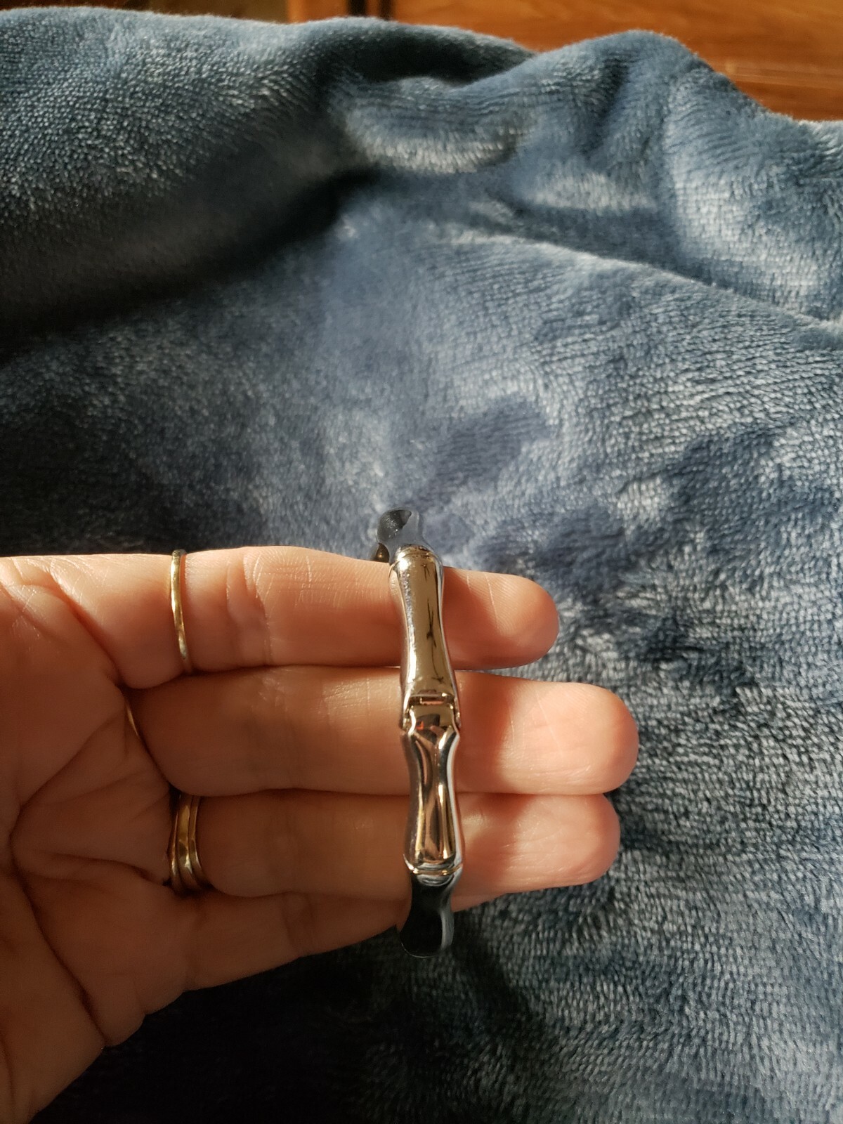 Rustic Cuff Silvertone Bracelet Silver Bangle Fas… - image 5