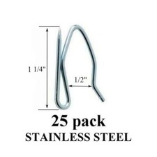 STAINLESS STEEL Drapery Pins Hooks for Pleated Draperies - Heavy Duty  25-Pack 