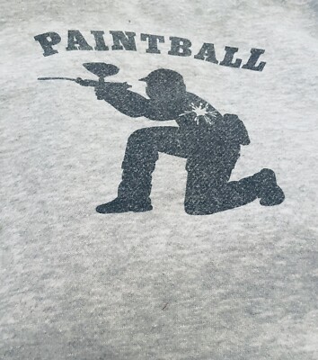 Paintball Pullover Super Soft Gray   Graphic Hoodie Size L NWOT