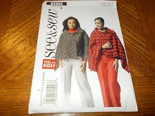 Butterick Pattern B5909 Ms SEE & SEW EZ Loose-Fit Wraps w/Shaped Hem  Sz XS- XXL