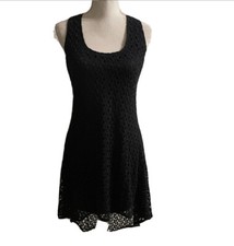 As You Wish Black Crochet Hi Lo Tail Sleeveless Lined Dress NWT Size Small