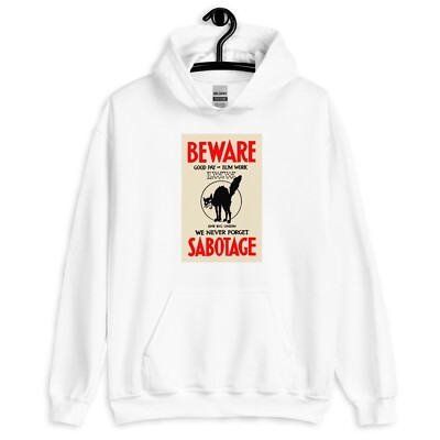 Pro Union Workers Rights Anarchy Black Cat Goth Punk Mens Pullover Hoodie