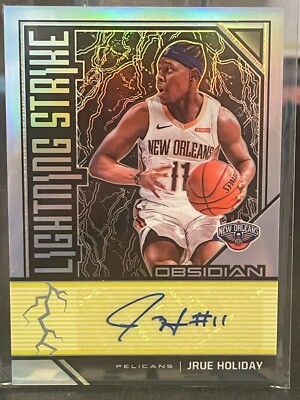 2019-20 Obsidian Lightning Strike Signatures Electric Yellow #5 Jrue Holiday /10