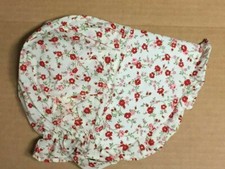 White / Red Flowers Bonnet Prairie Civil War Amish Small Size New