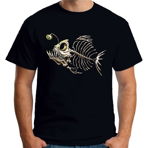 T-Shirt Weird Skeleton Bone Fish A23921 