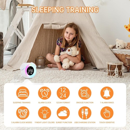 Alarm clock wake-up light with sunrise/sunset simulation, dual alarm clocks UK - Picture 6 of 8