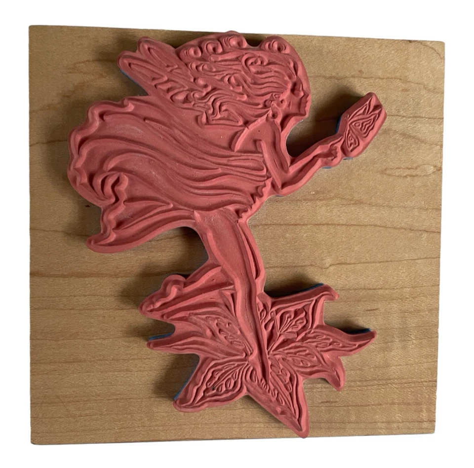 Set of 2 Fairies Floral Fairy Mystical Inkadinkado Wooden Rubber Craft Stamps - Image 3 of 4