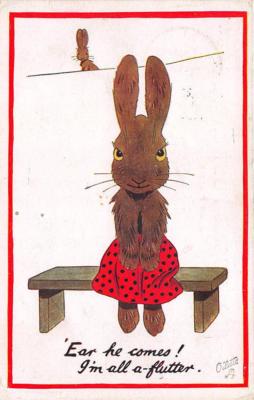 Easter' Ohr He Kommt Ich Bin Alle -a-flutter Raphael Tuck Postkarte