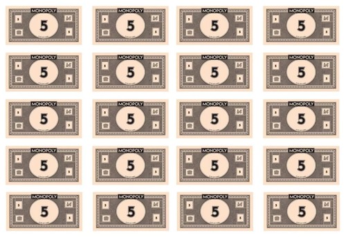 Monopoly Dinero 5's 2025 Cash Genuino Oficial Cinco Dólar Notas 10-40 Paquete - Imagen 9 de 10