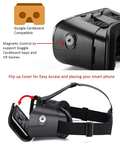 VR Headset Virtual Reality Goggles Glasses for Smart Phone up to 6 inch - Picture 4 of 8