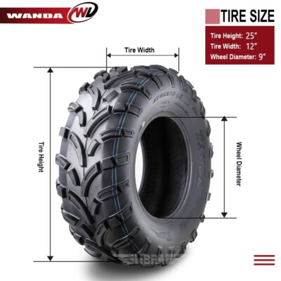 WANDA P306 ATV/UTV Tire – 25x12-9 (305/65-9) 6PR – For John Deere Gator & More-942651