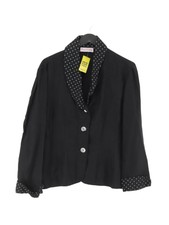 Eva Tralala Women's Jacket L Black Polkadot 100% Linen Overcoat
