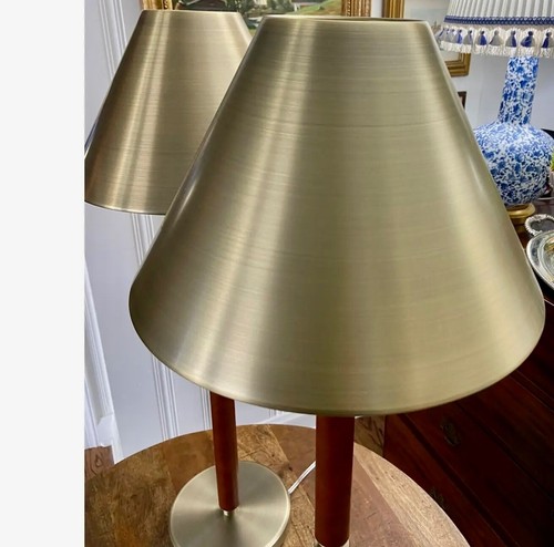 RALPH LAUREN HOME PAIR OF LEATHER WRAPPED BRUSHED BRASS BUFFET LAMPS - Picture 2 of 9