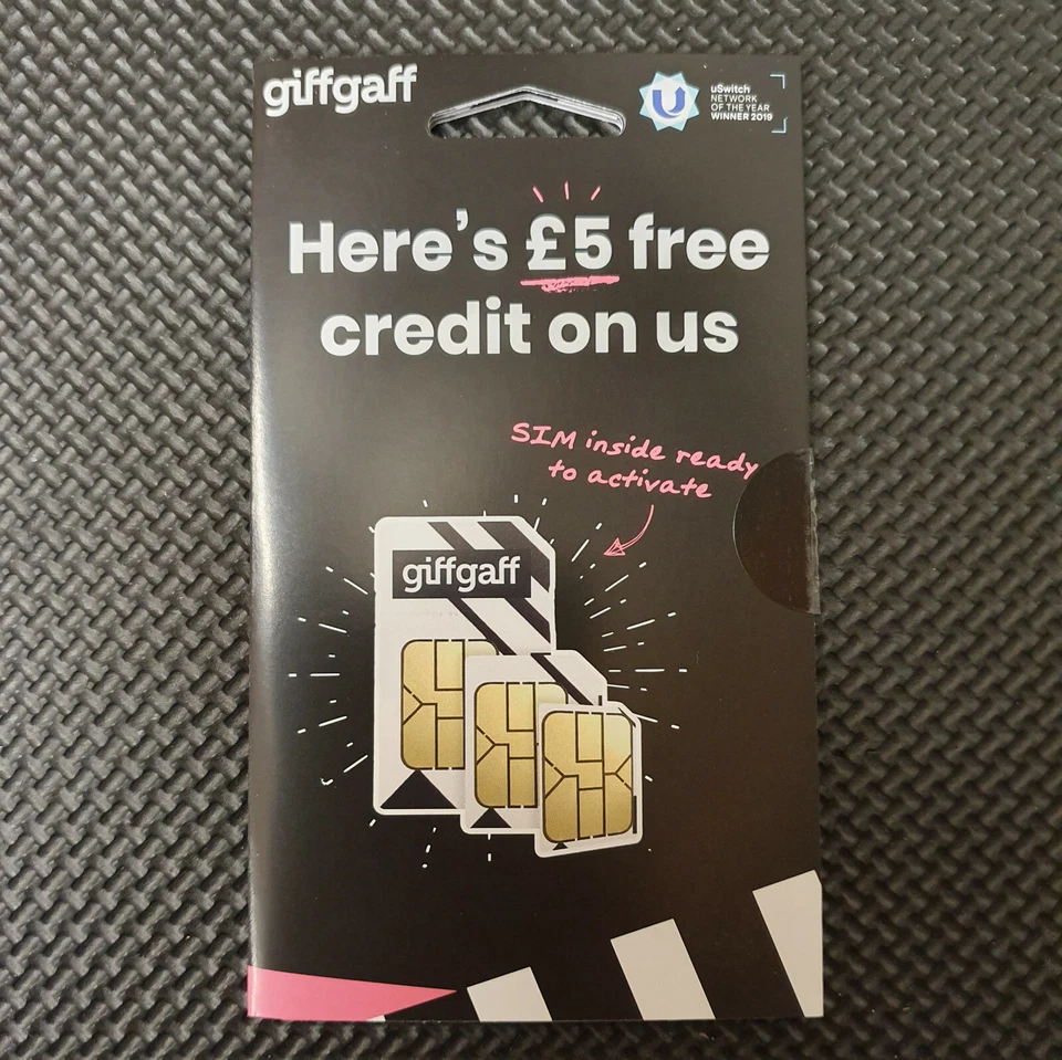 Giffgaff Giff Gaff Nano/Micro/Standard 3 in 1 SIM GRATIS £5 SCHEDA UK per Samsung - Immagine 2 di 3