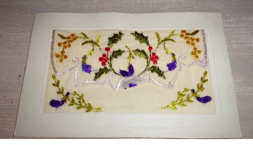 Embroidered - No. 74755 - Flowers, Mimosa And Holly