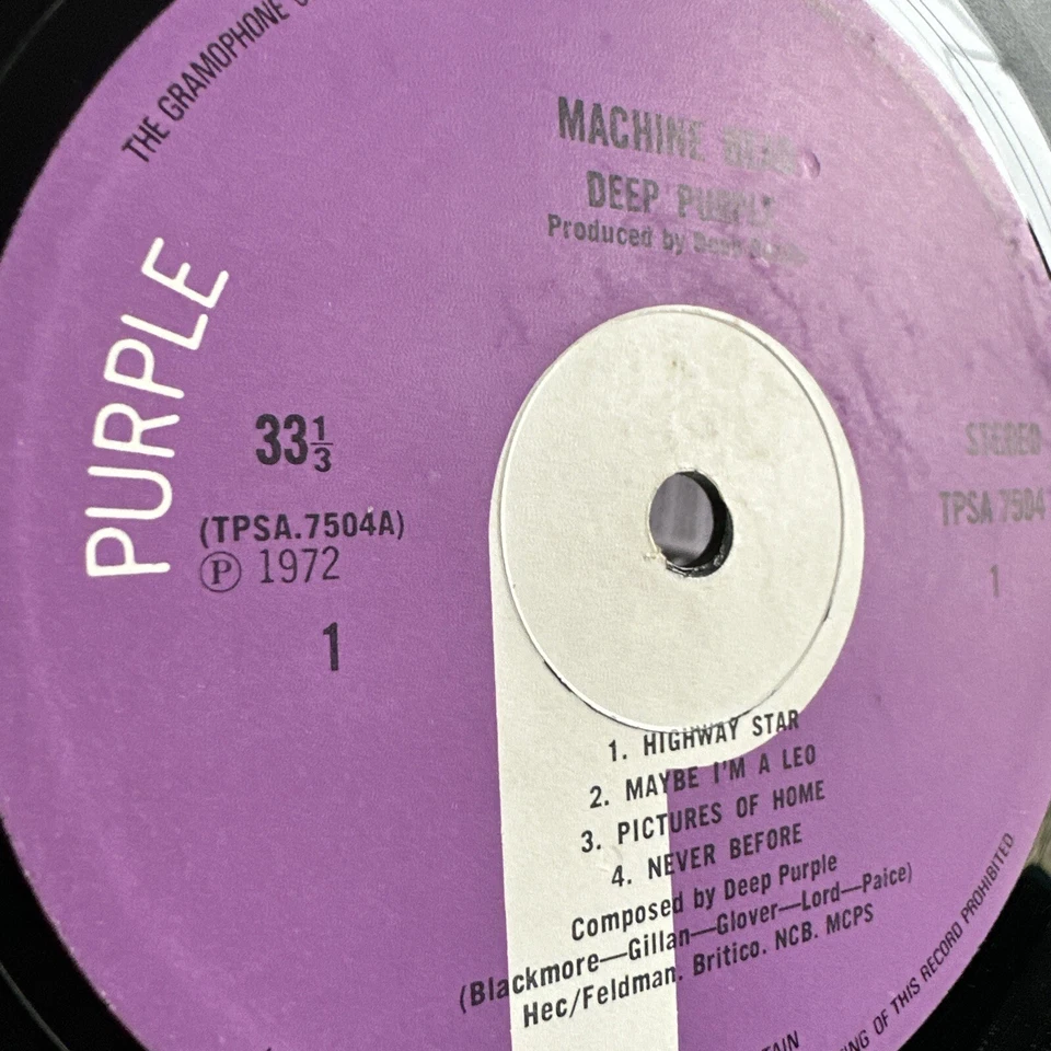 DEEP PURPLE MACHINE HEAD VINYL LP PURPLE UK 1972 1ST PRESS 1U/1U + INSERT EXC - Image 4 of 4
