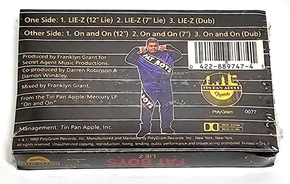 Fat Boys Lie-Z Cassette Tape Single 1989 Polygram Brand New Sealed RARE - Image 3 of 4