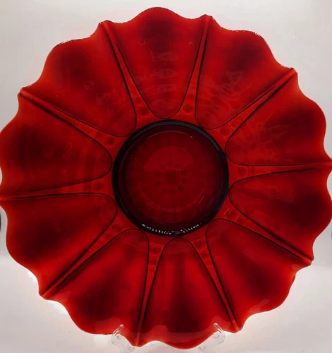 Oyster & Pearl Royal Ruby Depression Glass 13 3/8" Sandwich Plate Anchor Hocking