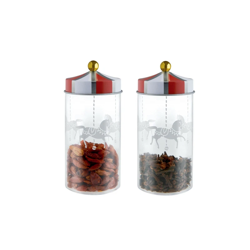 Barattoli per Spezie Set 2 Pezzi da Cucina in Vetro 14 cl ALESSI Circus MW68S2, fotografia 3 di 7
