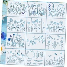 20 Pieces Wildflower Stencils for Painting Template Flower Rectangular Style
