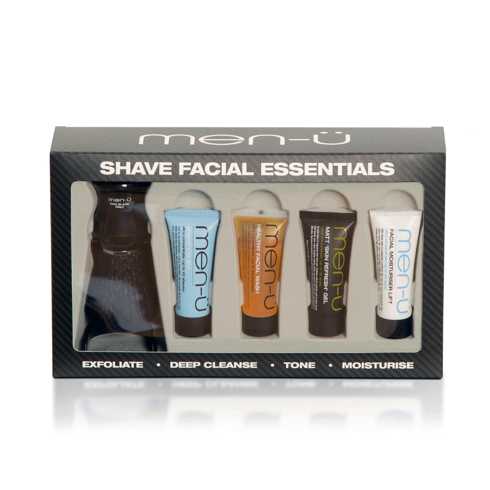 men-u Shave Facial Essentials | Shaving Brush and Skincare Gift Set