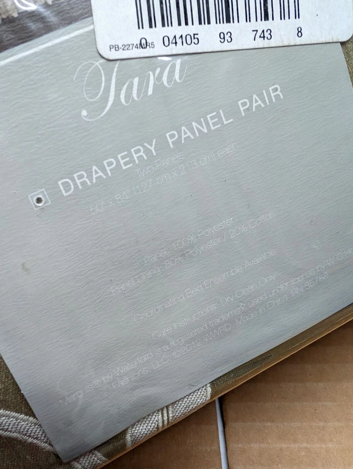 Par de paneles de cortinas de ventana Marquis by Waterford Tara 50 pulgadas X 84 pulgadas NUEVO Foto 3 de 4