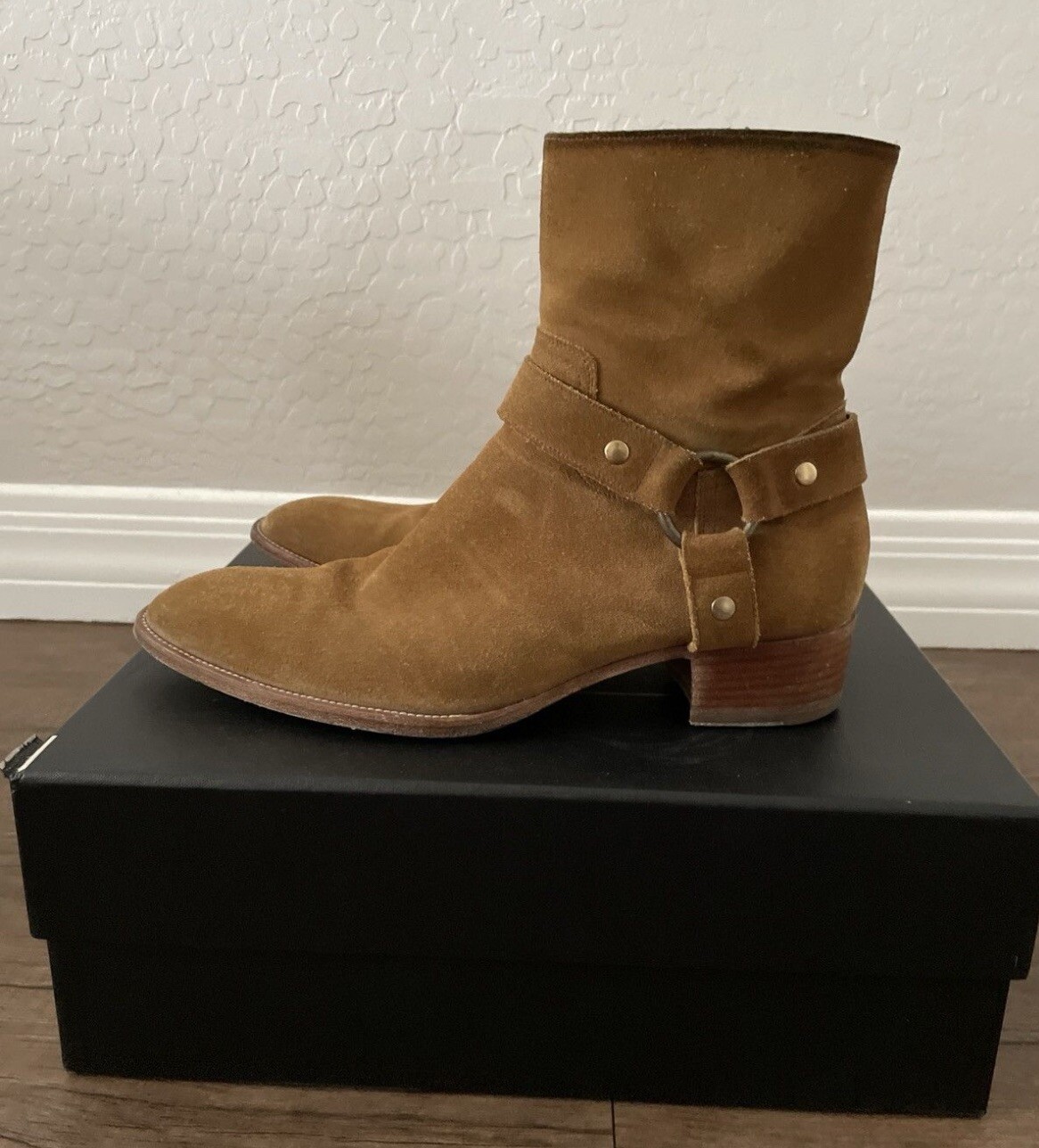 Stivali SAINT LAURENT PARIS FW13 ocra Wyatt imbracatura 43