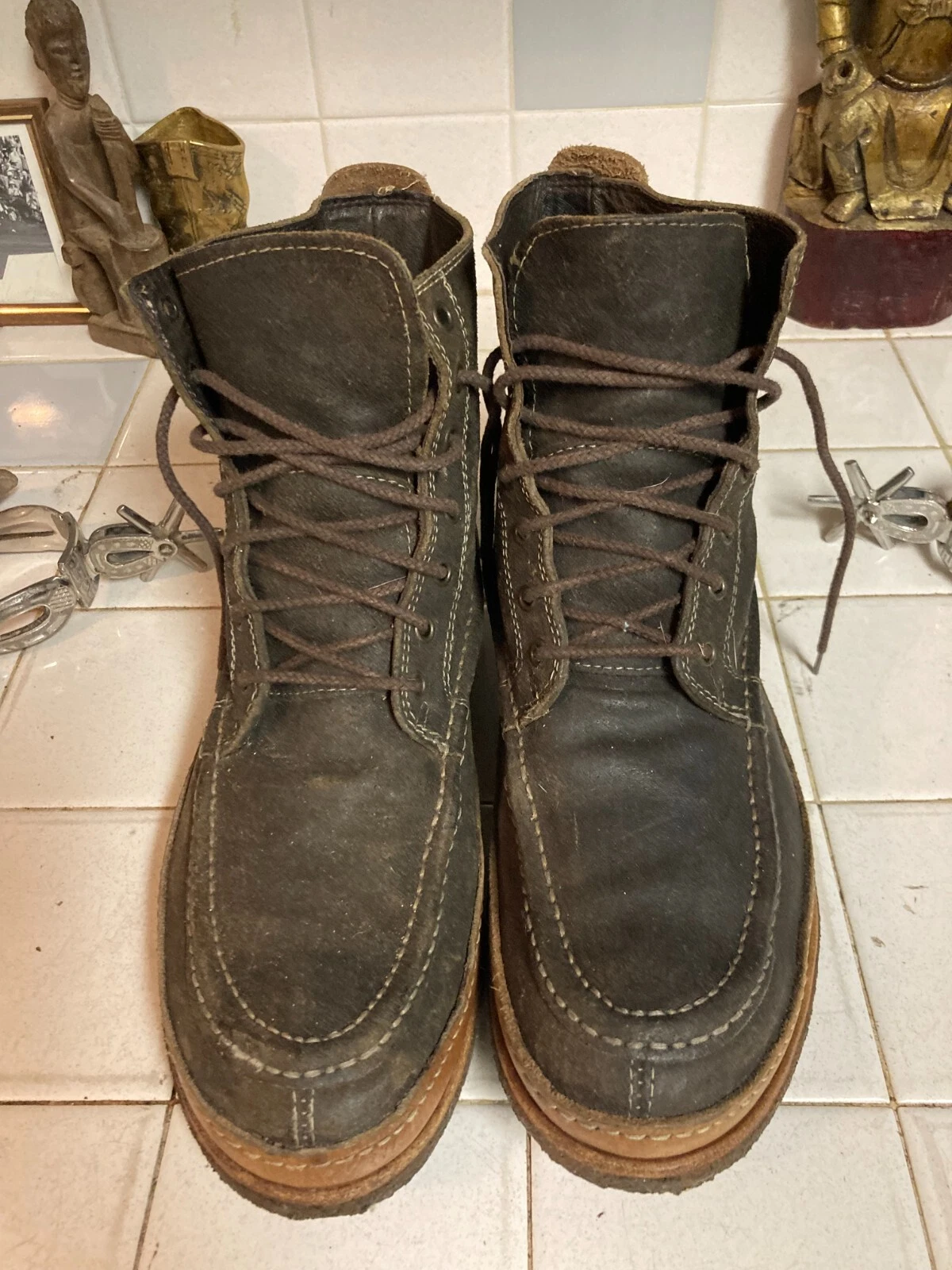 BLOKES DARK BROWN URBAN LACE UP ANKLE WALKING HIKING BOOTS 10-10.5 D