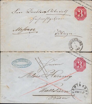 Württ. 1872 - Due Ga 3 Kr. Clear ''Ludwigsburg '' (#9873)