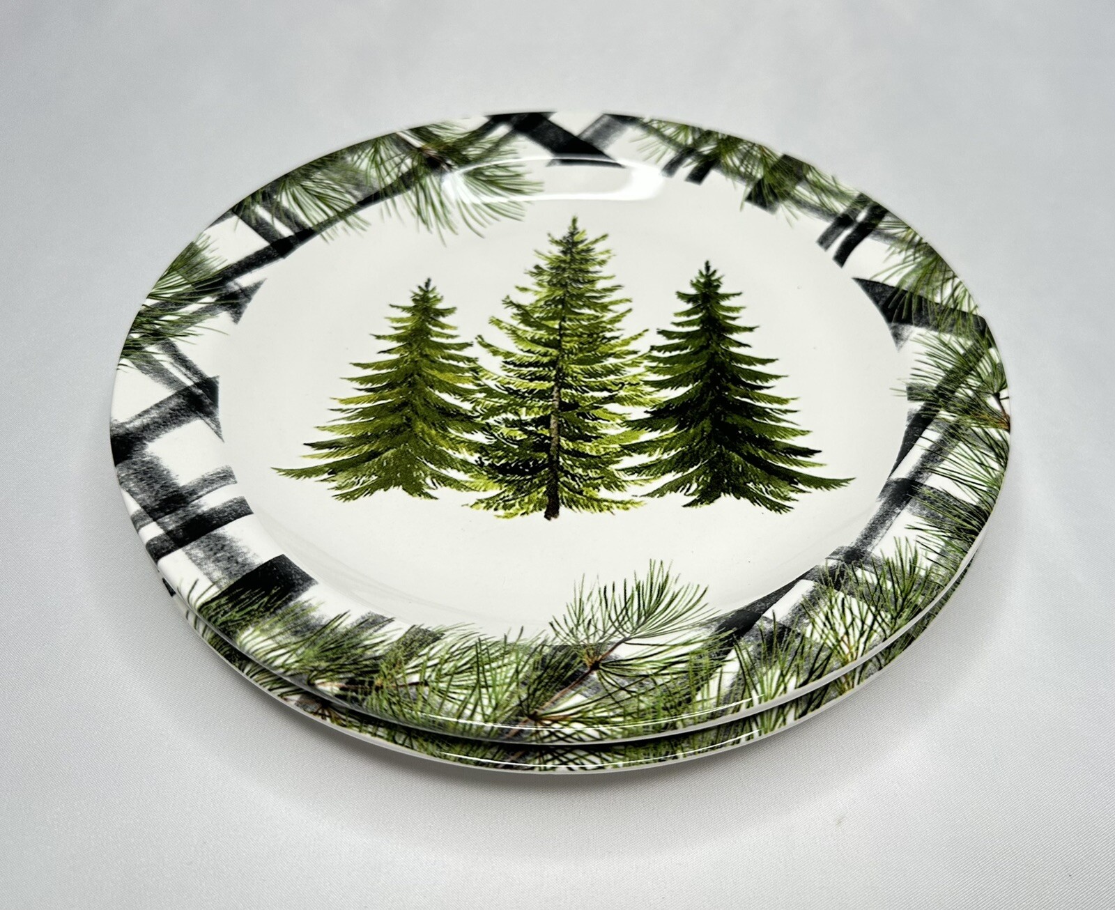 Set of 2 Robert Stanley Christmas 2024 Tree Ceramic Salad Plates 8 3/8”
