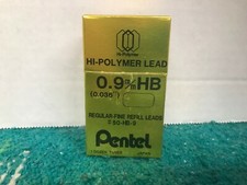 Pentel Hi-Polymer lead refill 0.9mm REGULAR fine #50-HB-9 (12 individual tubes)