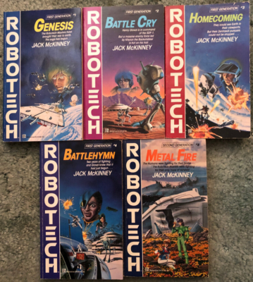 Robotech novels, lot of 5, books 1, 2, 3, 4 & 8, Genesis, Battle