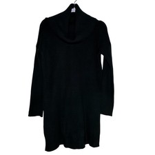 Lulus Black Ribbed Cowl Neck Oversized Knit Sweater Dress Medium