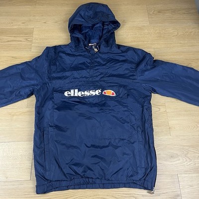 Ellesse Mont 2 Navy Blue Retro Half-Zip Hooded Windbreaker Jacket XS Pullover