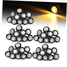 3/4 Inch Mini Clear Lens Amber 3 LED Round Button Side Marker Clear/Amber