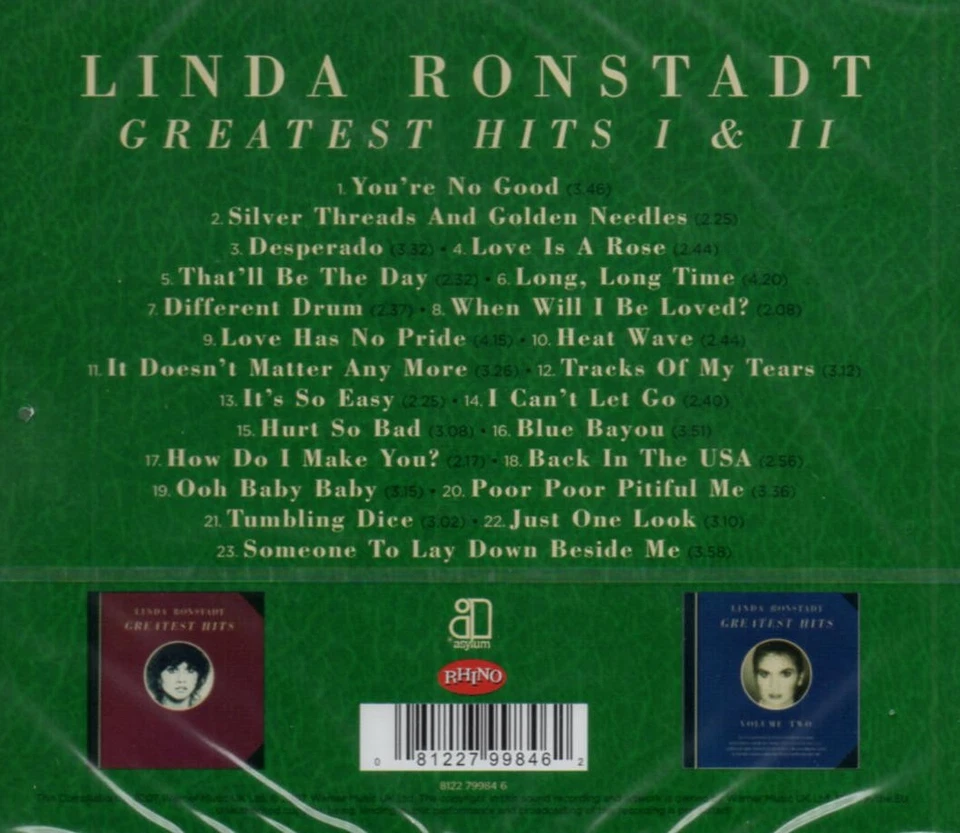 Linda Ronstadt - Greatest Hits I & II (CD Rhino/Asylum 8122 79984 6)Neu/OVP 2007 - Bild 2 von 2