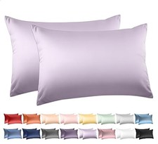 100 Cotton Standard Pillowcases Set of 2, 600 Standard 20" 26" Lavender