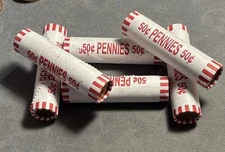 Lincoln Cent Rolls x6 (SIX) Unsearched FED Sealed CIRCULATED Penny Pennies