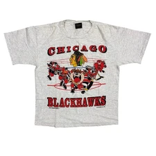 Vintage 90s Chicago Blackhawks Changes Tag Looney Tunes Shirt AN62761