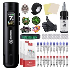 Dragonhawk Tattoo Kit X7 Tattoo Gun Kit Pen Machine Wireless Rotary Complete ...